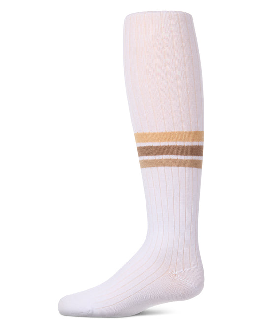 Girls Triple-Stripe Ribbed Cotton-Rich Varsity Sweater Tights