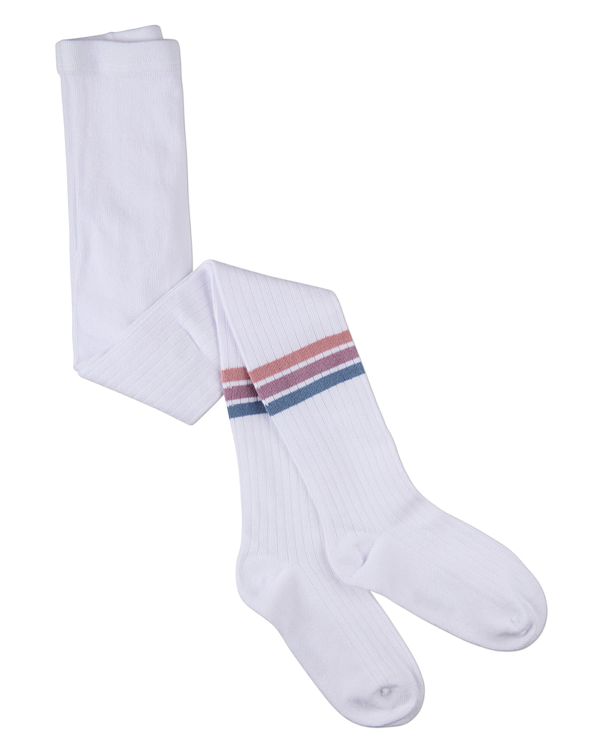 Girls Triple-Stripe Ribbed Cotton-Rich Varsity Sweater Tights