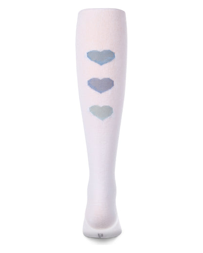 Girls "Triple Heart" Cotton-Rich Mini-Ribbed Fashion Sweater Tights