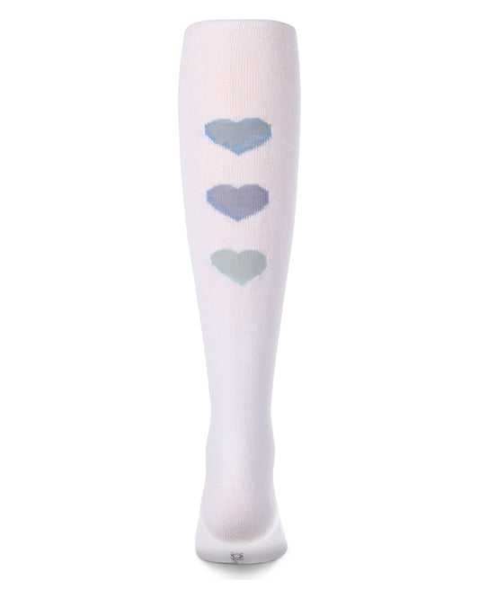 Girls "Triple Heart" Cotton-Rich Mini-Ribbed Fashion Sweater Tights