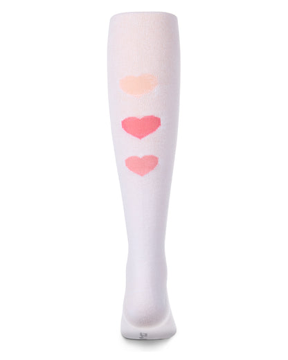 Girls "Triple Heart" Cotton-Rich Mini-Ribbed Fashion Sweater Tights