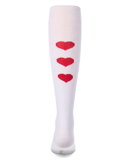 Girls "Triple Heart" Cotton-Rich Mini-Ribbed Fashion Sweater Tights