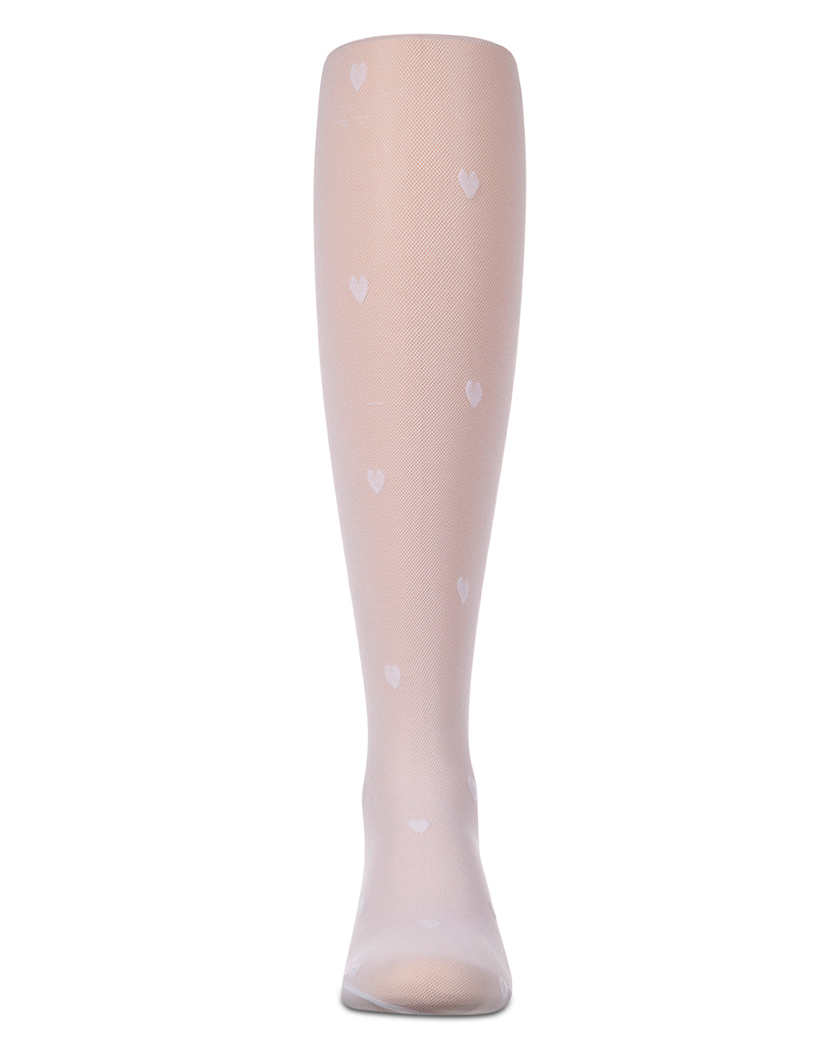 Girls Micro-Net Fashion Tights with Knit-In Heart Design