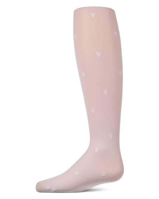 Girls Micro-Net Fashion Tights with Knit-In Heart Design