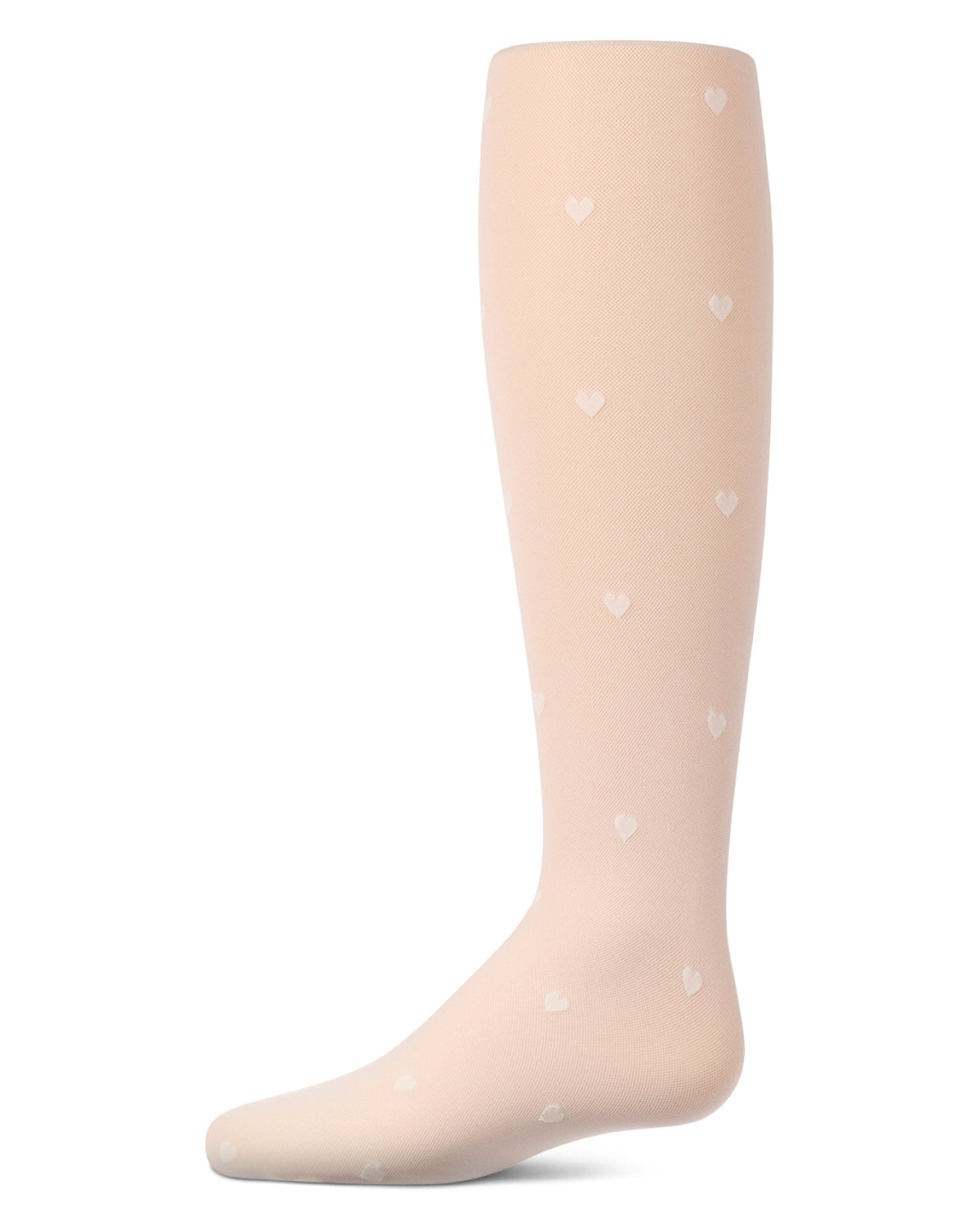 Girls Micro-Net Fashion Tights with Knit-In Heart Design