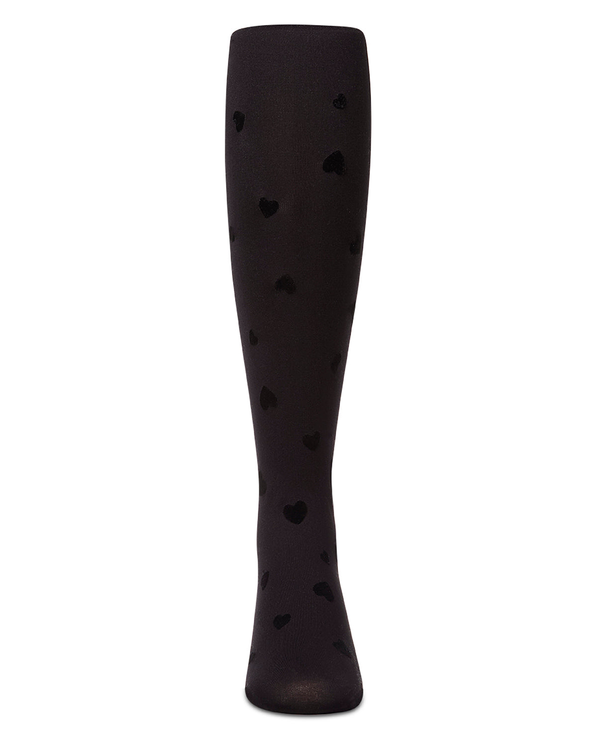 Girls "Clustered Hearts" Flocked Opaque Fine-Gauge Fashion Tights