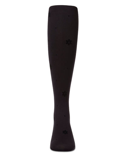 Girls "Dotted Bloom" Flocked Opaque Fashion Tights