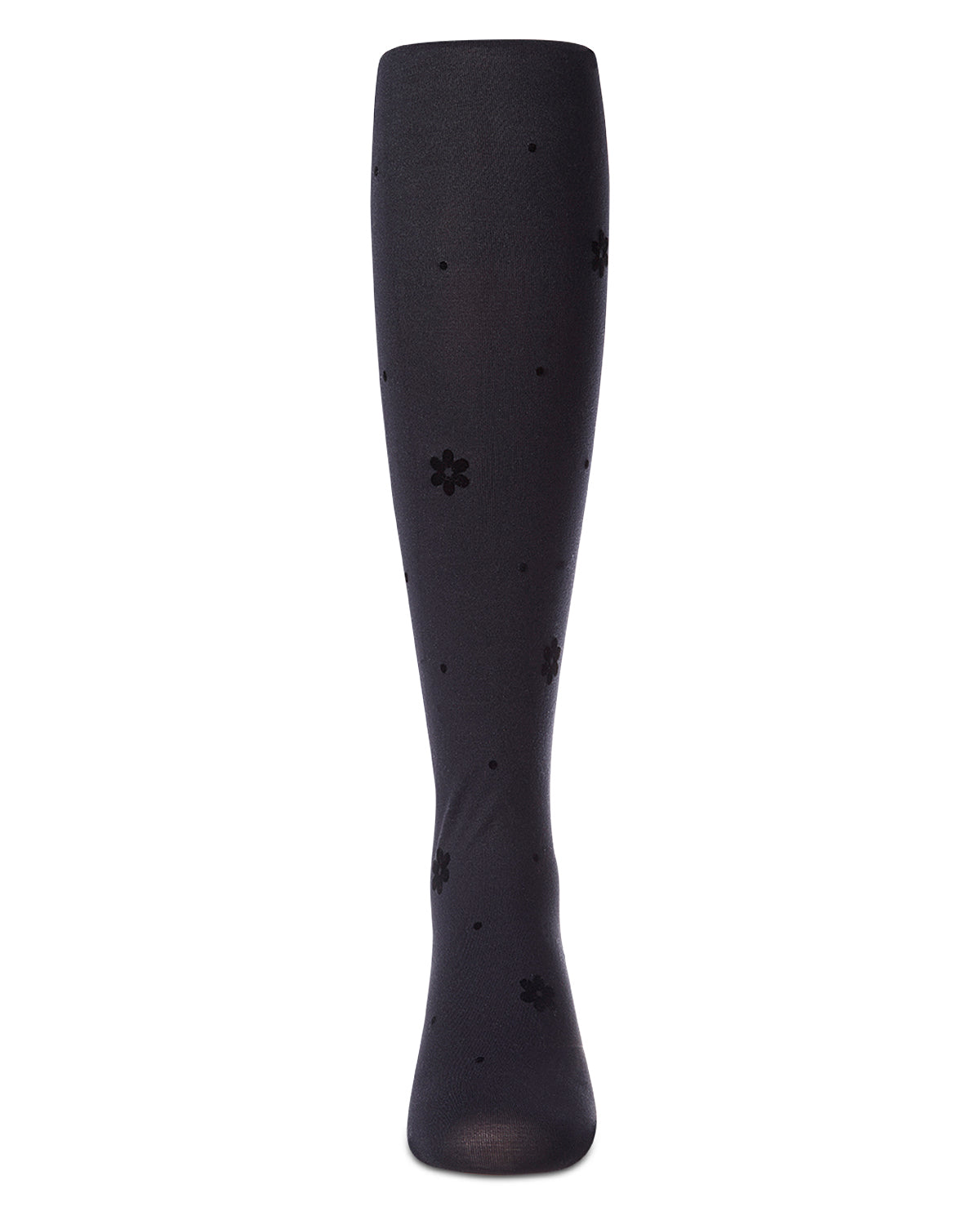 Girls "Dotted Bloom" Flocked Opaque Fashion Tights