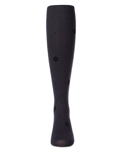 Girls "Dotted Bloom" Flocked Opaque Fashion Tights