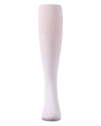 Girls "Dotted Bloom" Flocked Opaque Fashion Tights