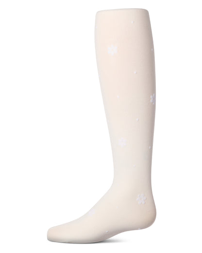 Girls "Dotted Bloom" Flocked Opaque Fashion Tights