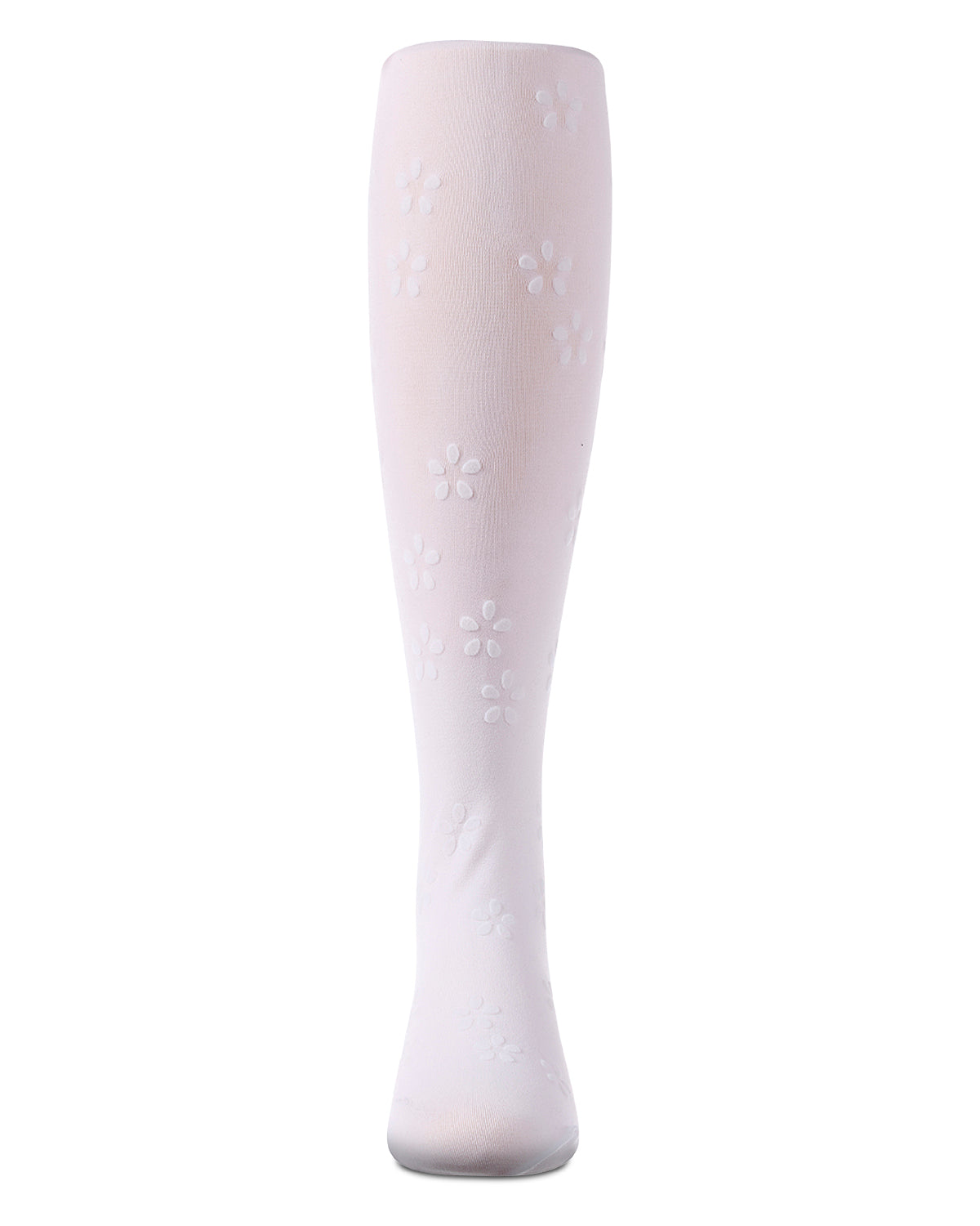 Girls "Confetti Flower" Flocked Opaque Fine-Gauge Fashion Tights
