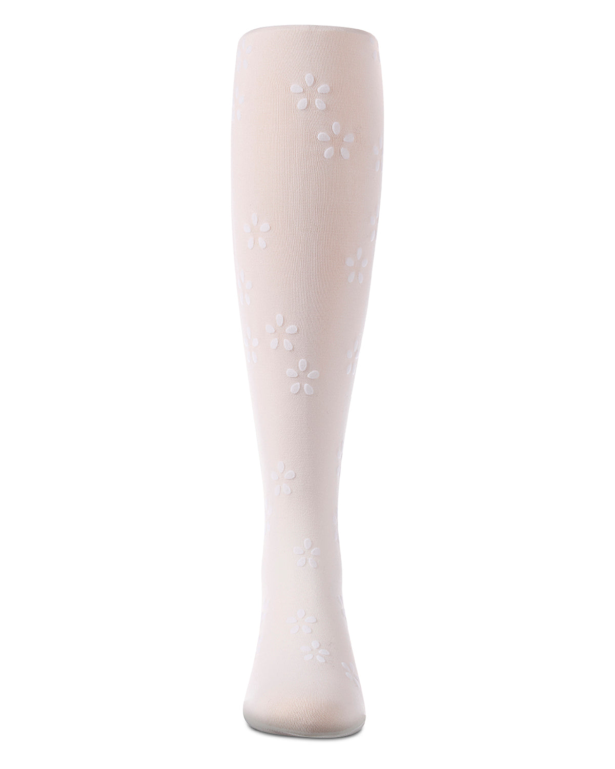 Girls "Confetti Flower" Flocked Opaque Fine-Gauge Fashion Tights