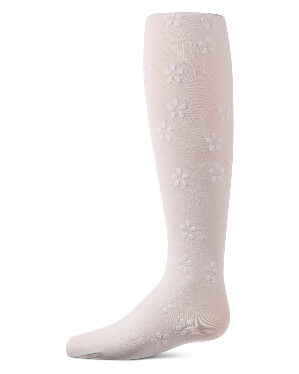 Girls "Confetti Flower" Flocked Opaque Fine-Gauge Fashion Tights