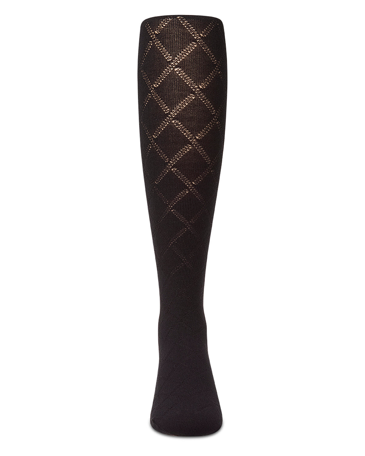 Girls Drop-Stitch Diamond-Pattern Cotton-Rich Mini-Ribbed Tights
