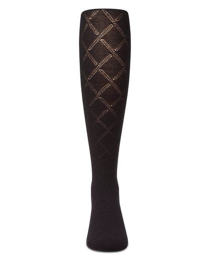Girls Drop-Stitch Diamond-Pattern Cotton-Rich Mini-Ribbed Tights
