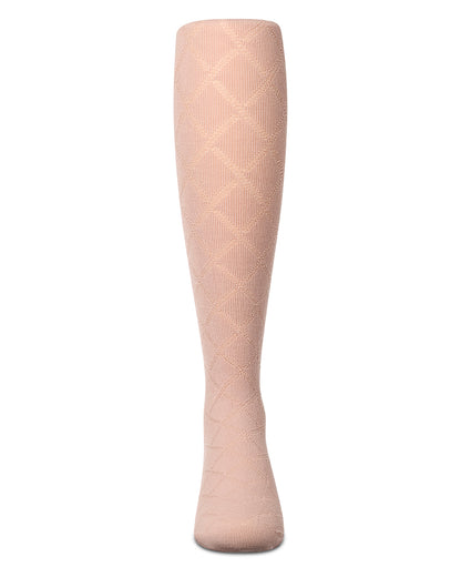 Girls Drop-Stitch Diamond-Pattern Cotton-Rich Mini-Ribbed Tights