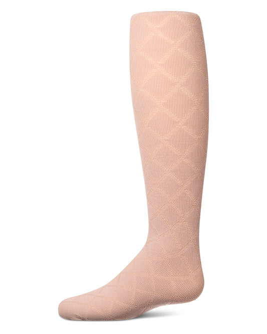 Girls Drop-Stitch Diamond-Pattern Cotton-Rich Mini-Ribbed Tights