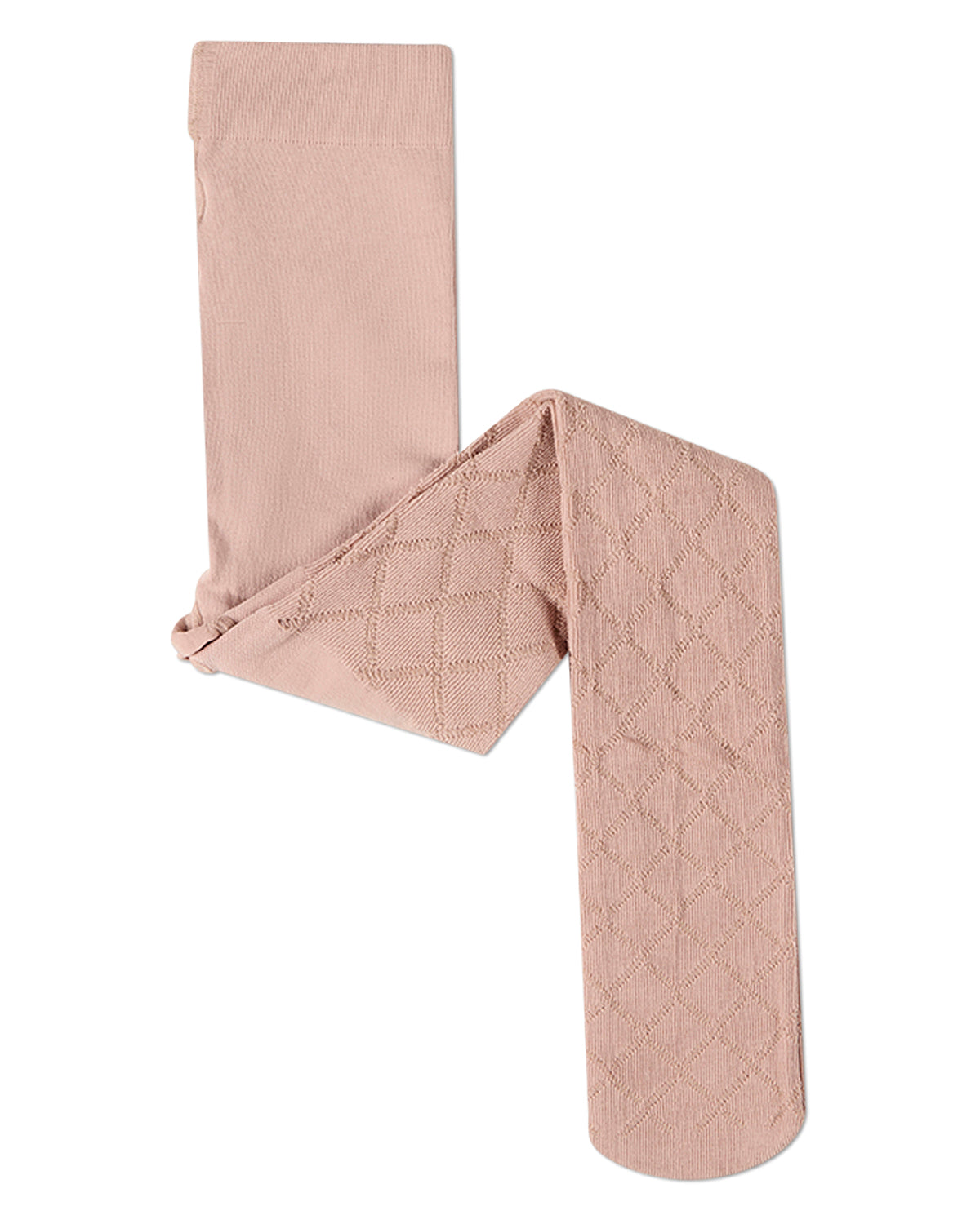 Girls Drop-Stitch Diamond-Pattern Cotton-Rich Mini-Ribbed Tights