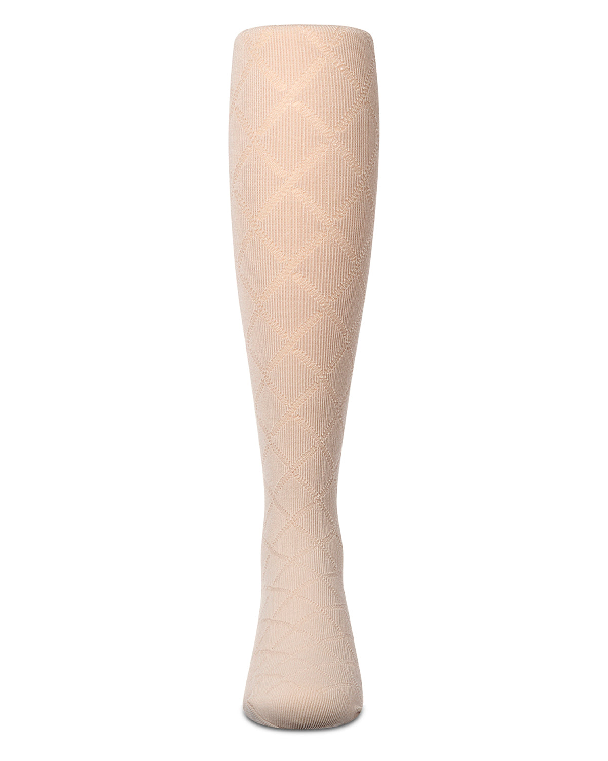 Girls Drop-Stitch Diamond-Pattern Cotton-Rich Mini-Ribbed Tights