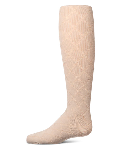 Girls Drop-Stitch Diamond-Pattern Cotton-Rich Mini-Ribbed Tights