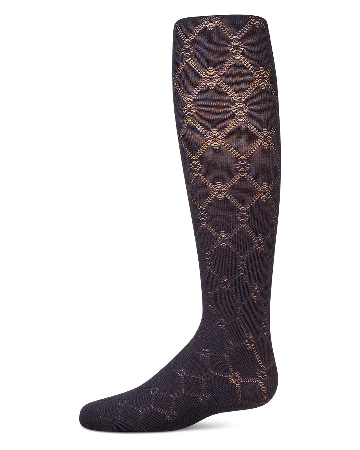 Girls Drop-Stitch Diamond-Pattern Cotton-Rich Mini-Ribbed Tights