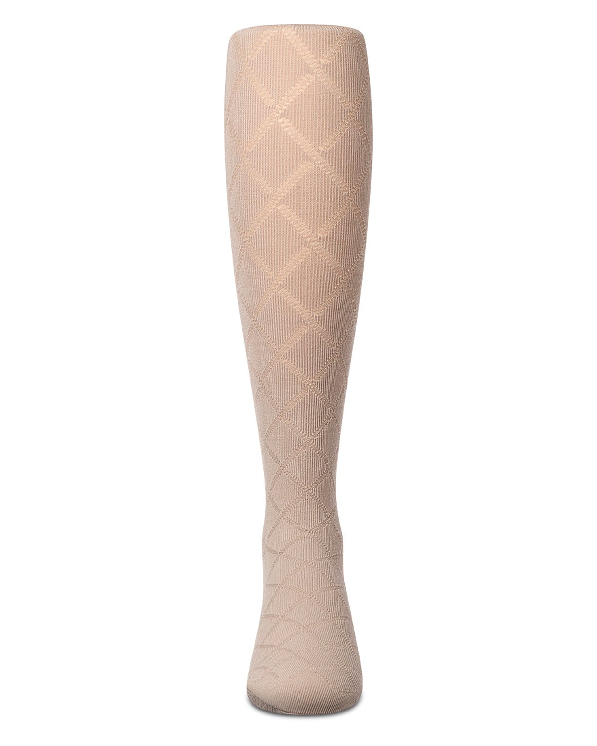 Girls Drop-Stitch Diamond-Pattern Cotton-Rich Mini-Ribbed Tights