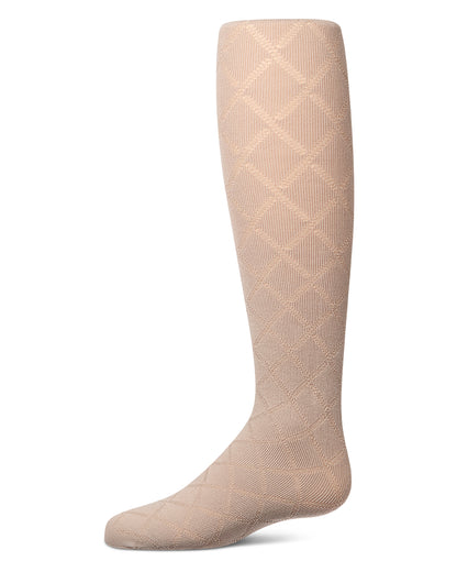 Girls Drop-Stitch Diamond-Pattern Cotton-Rich Mini-Ribbed Tights