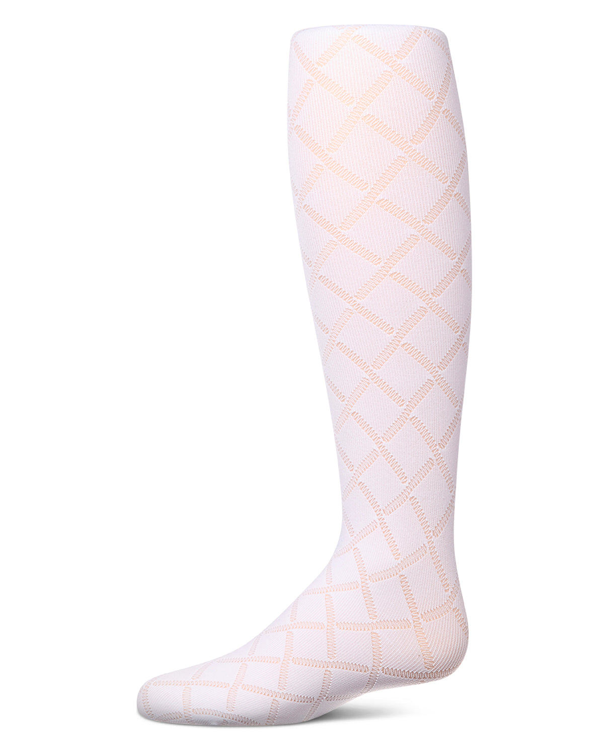 Girls Drop-Stitch Diamond-Pattern Cotton-Rich Mini-Ribbed Tights