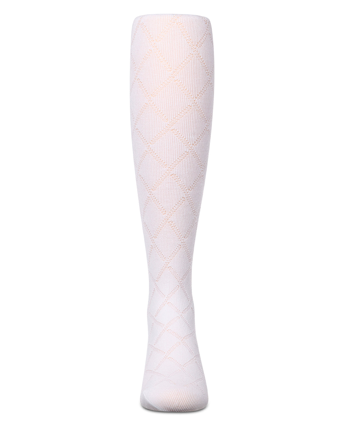 Girls Drop-Stitch Diamond-Pattern Cotton-Rich Mini-Ribbed Tights