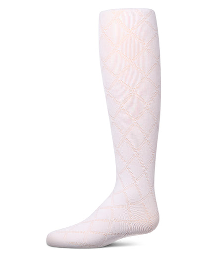 Girls Drop-Stitch Diamond-Pattern Cotton-Rich Mini-Ribbed Tights