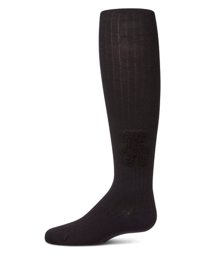 Girls "Cozy Cub" Ribbed Cotton-Rich Applique-Trimmed Sweater Tights