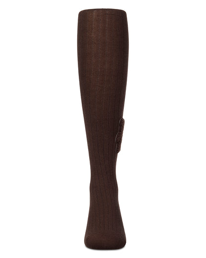 Girls "Cozy Cub" Ribbed Cotton-Rich Applique-Trimmed Sweater Tights