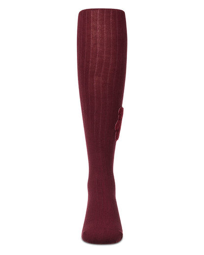 Girls "Cozy Cub" Ribbed Cotton-Rich Applique-Trimmed Sweater Tights
