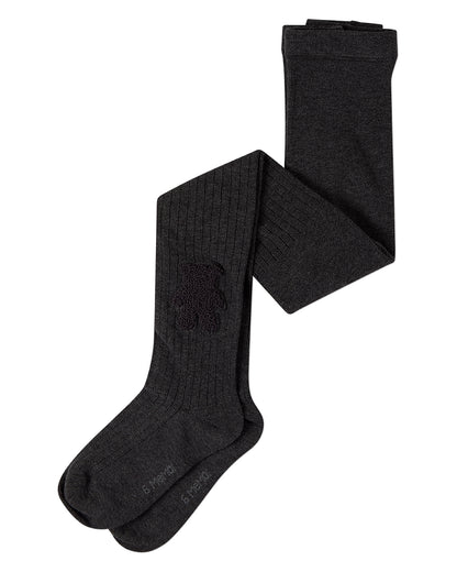 Girls "Cozy Cub" Ribbed Cotton-Rich Applique-Trimmed Sweater Tights