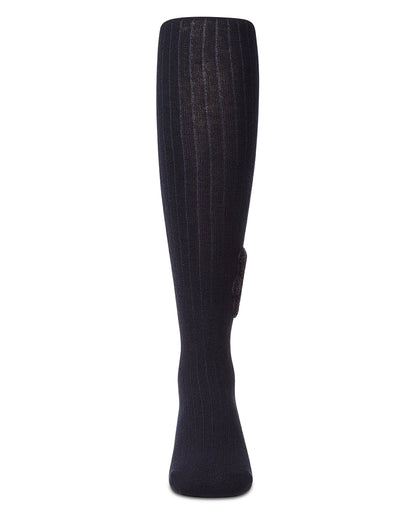 Girls "Cozy Cub" Ribbed Cotton-Rich Applique-Trimmed Sweater Tights