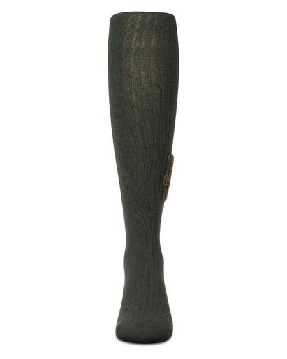 Girls "Cozy Cub" Ribbed Cotton-Rich Applique-Trimmed Sweater Tights