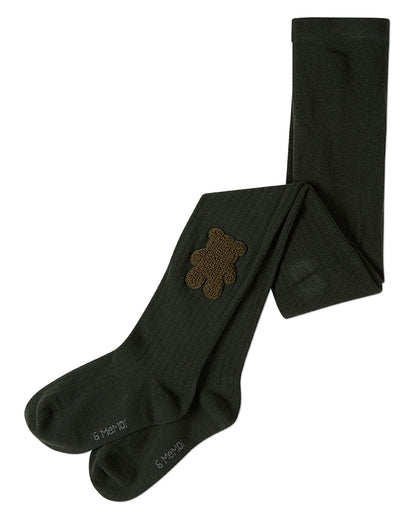 Girls "Cozy Cub" Ribbed Cotton-Rich Applique-Trimmed Sweater Tights