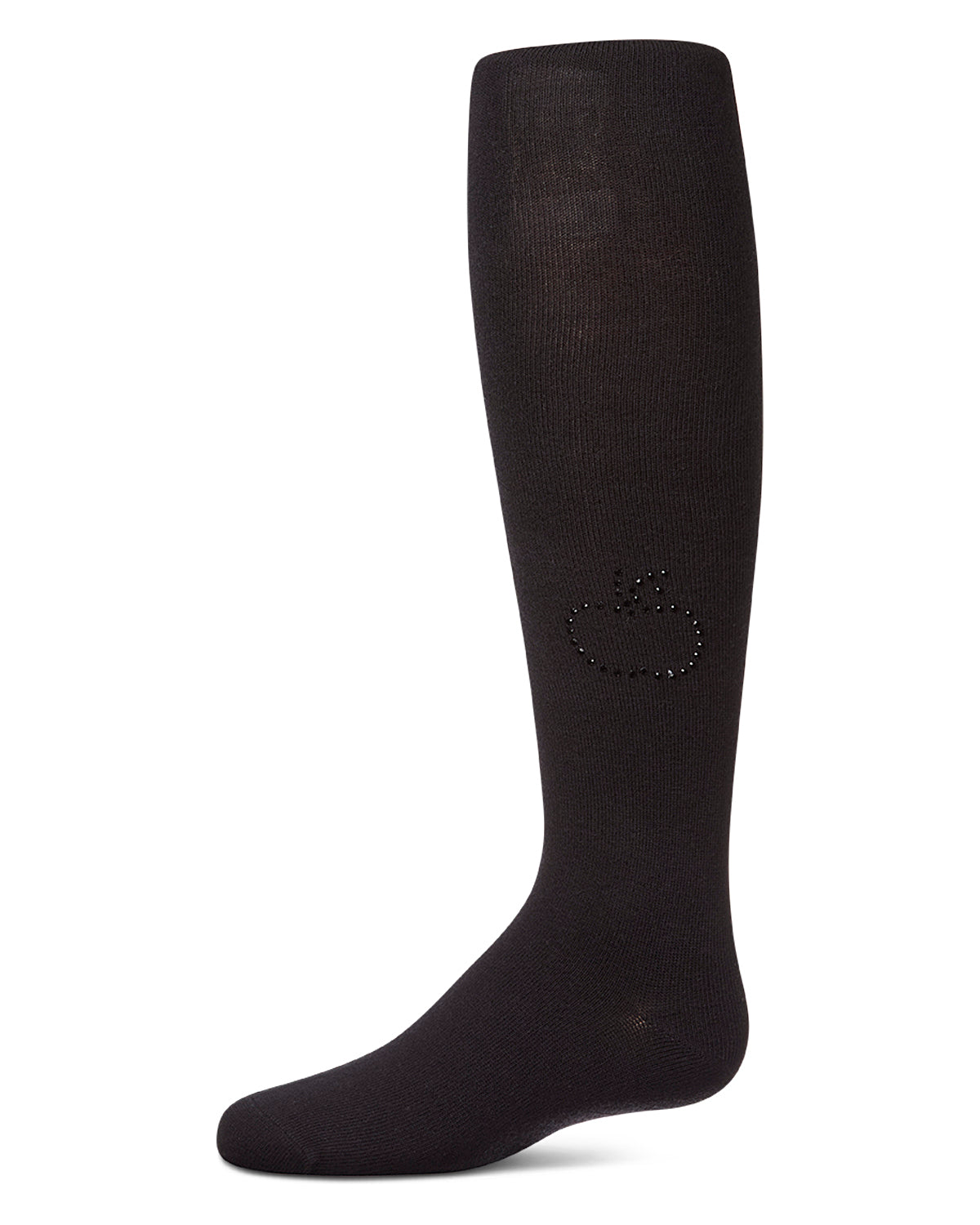 Girls "A+ Apple" Cotton-Rich Opaque Rhinestone-Trimmed Tights
