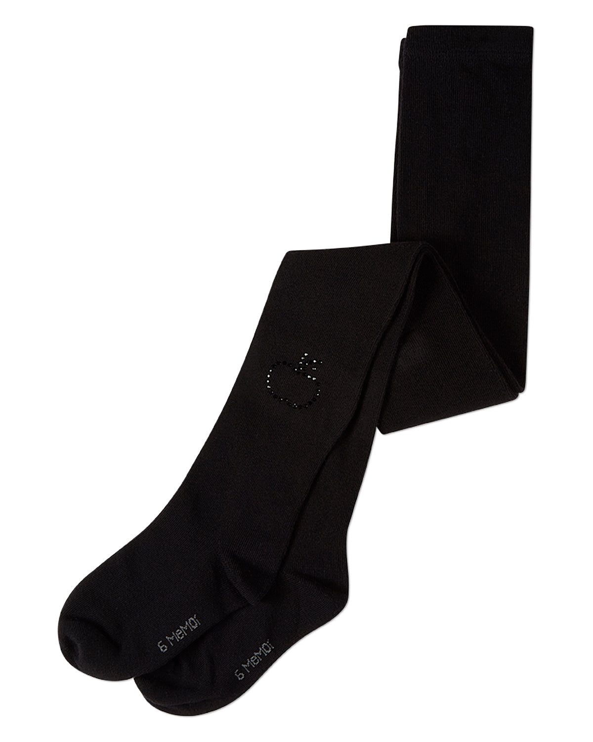 Girls "A+ Apple" Cotton-Rich Opaque Rhinestone-Trimmed Tights