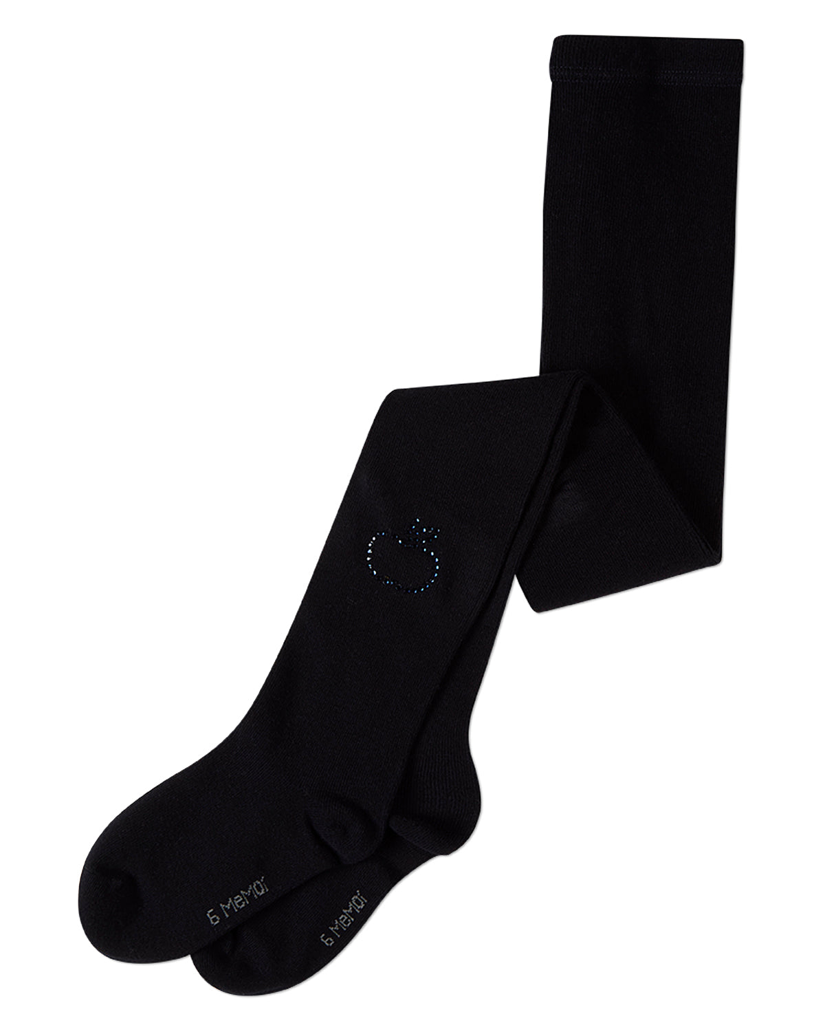 Girls "A+ Apple" Cotton-Rich Opaque Rhinestone-Trimmed Tights