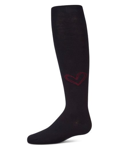 Girls "Heart Pop" Cotton-Rich Fine-Gauge Micro-Rib Sweater Tights