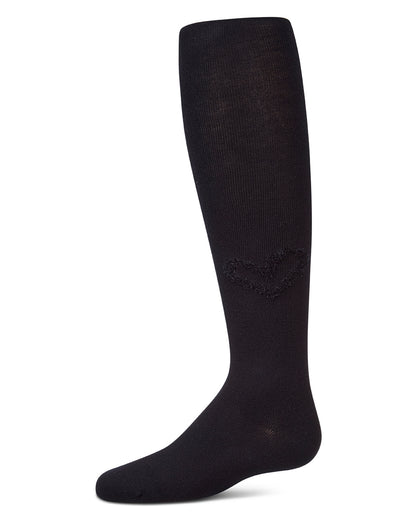 Girls "Cozy Heart" Cotton-Rich Fine-Gauge Micro-Rib Sweater Tights