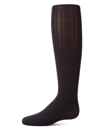 Black knee-high sock with zigzag pattern on a white background