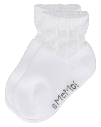 Girls Window Pane Sheer Cotton Blend Socks : Color: White