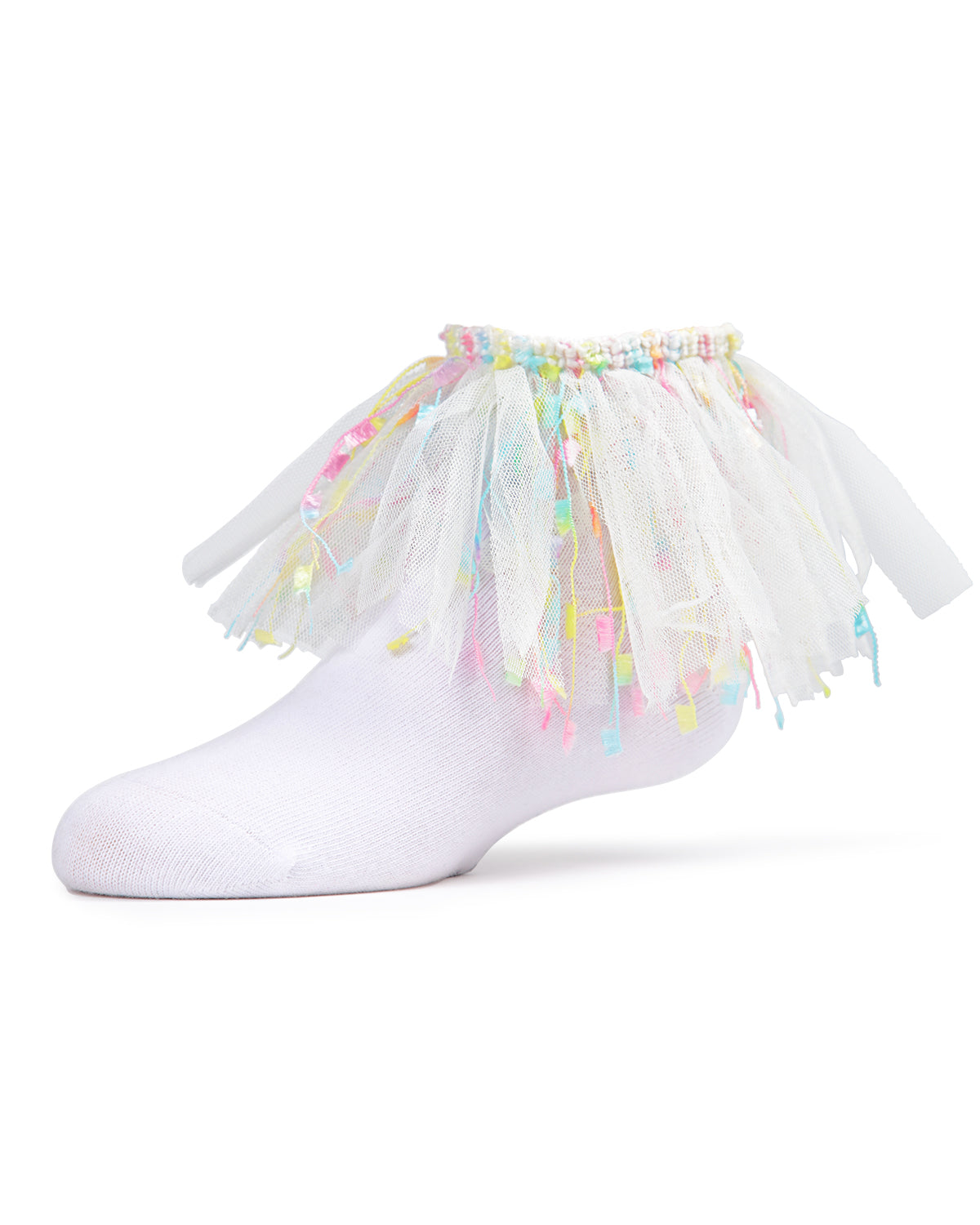 Girls Confetti Cotton Blend Anklet Sock : Color: White