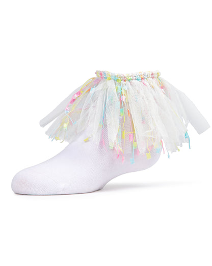 Girls Confetti Cotton Blend Anklet Sock : Color: White