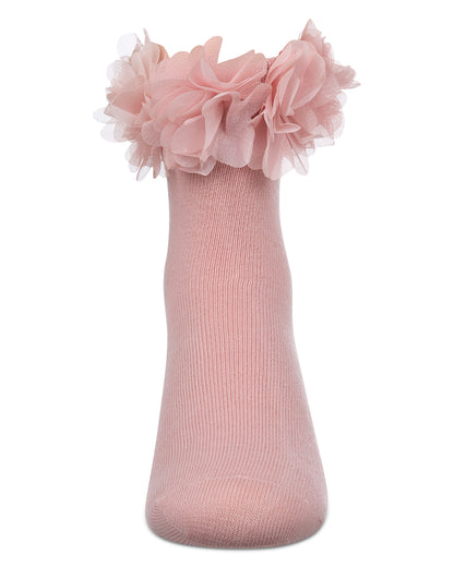 Girls' Floral Halo Cotton Anklet Socks : Color: Blush Pink