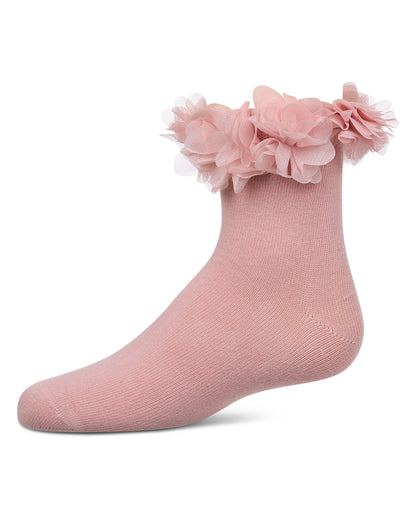 Girls' Floral Halo Cotton Anklet Socks : Color: Blush Pink