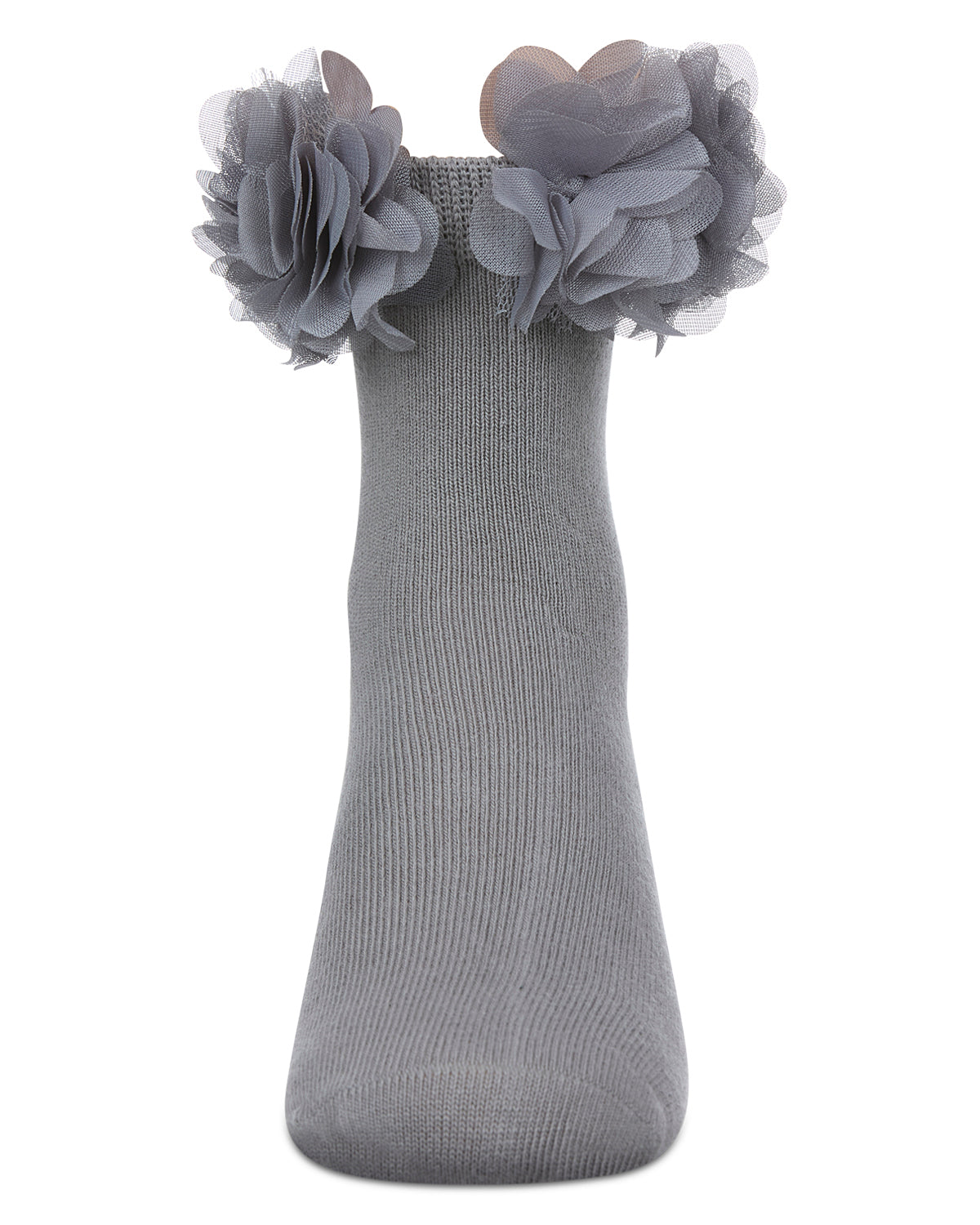 Girls' Floral Halo Cotton Anklet Socks : Color: Gray